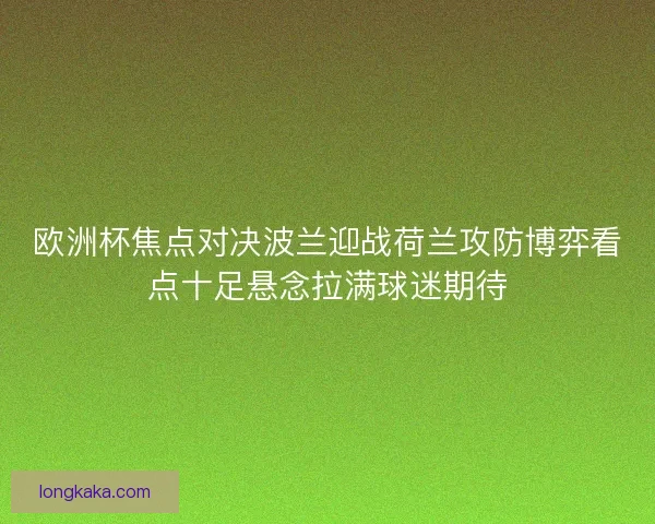 欧洲杯焦点对决波兰迎战荷兰攻防博弈看点十足悬念拉满球迷期待